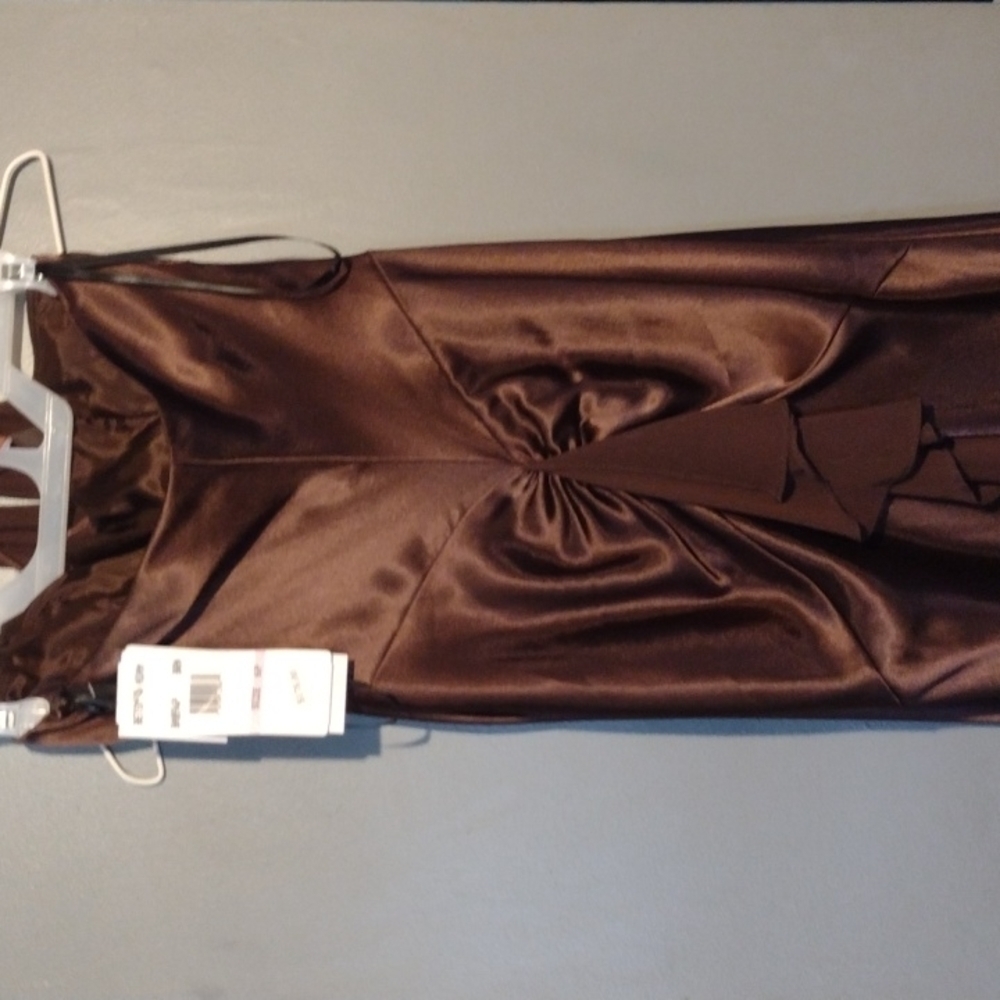 Betsy & Adam Brown Halter Prom Dress - Picture 4 of 14